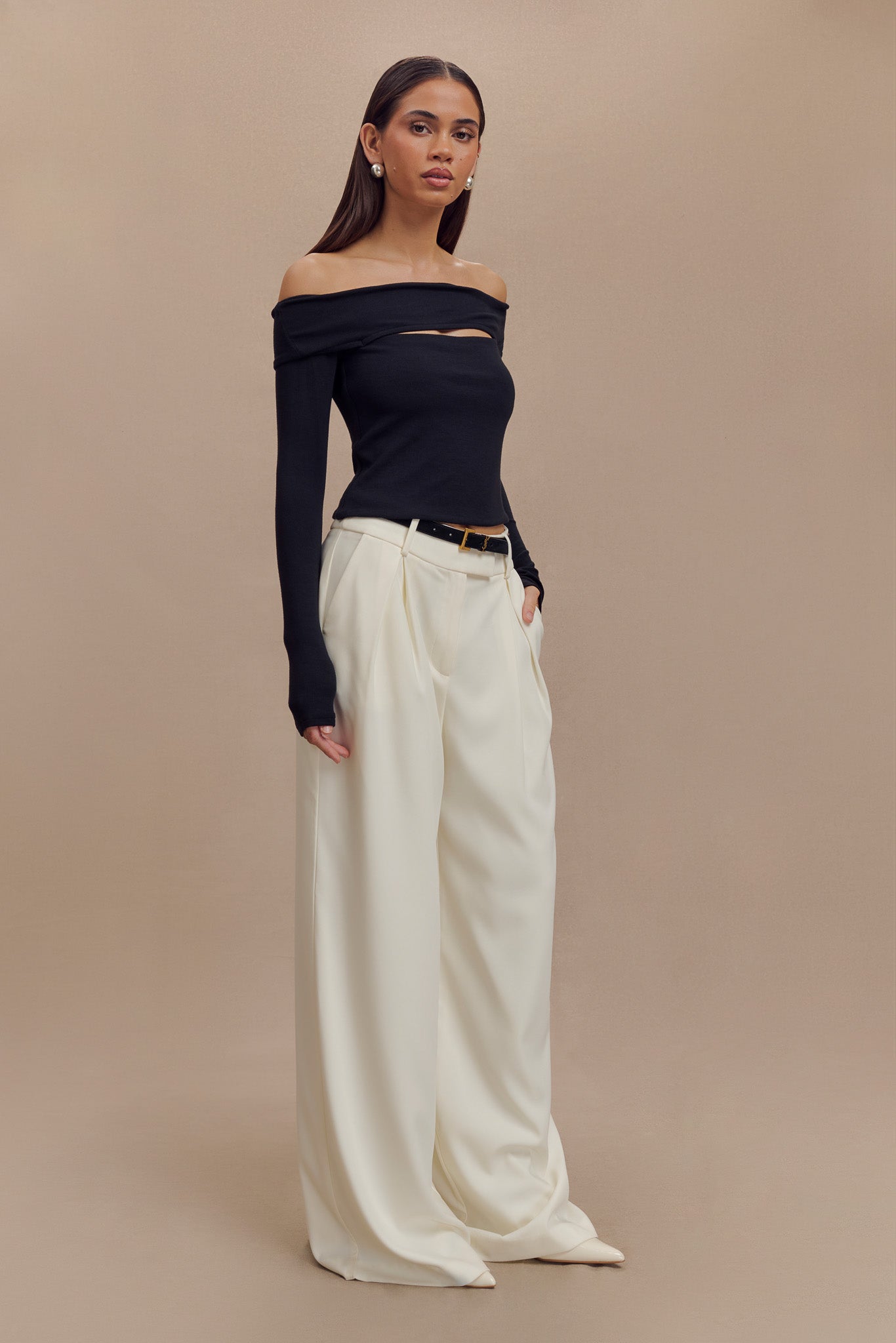 Briah Cut Out Modal Long Sleeve Top - Black #5