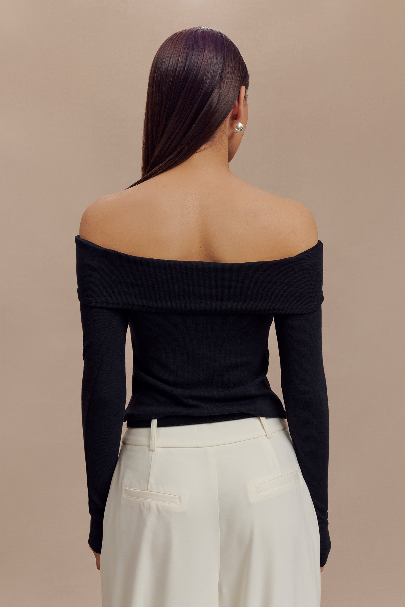 Briah Cut Out Modal Long Sleeve Top - Black #3