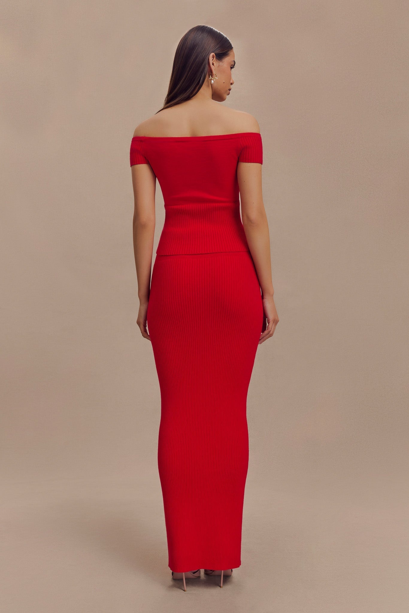 Mathilde Ribbed Knit Maxi Skirt - Ruby #5