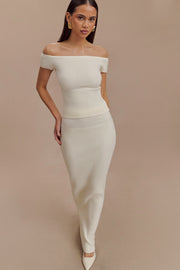 Mathilde Ribbed Knit Maxi Skirt - Ivory