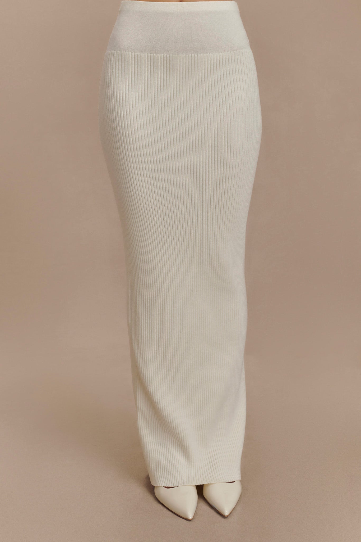 Mathilde Ribbed Knit Maxi Skirt - Ivory #4