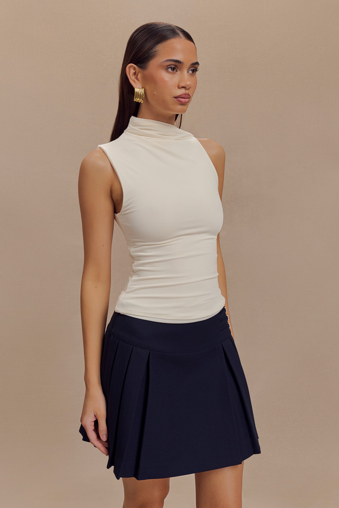 Hadleigh Sleeveless Slinky Top - Ivory #5