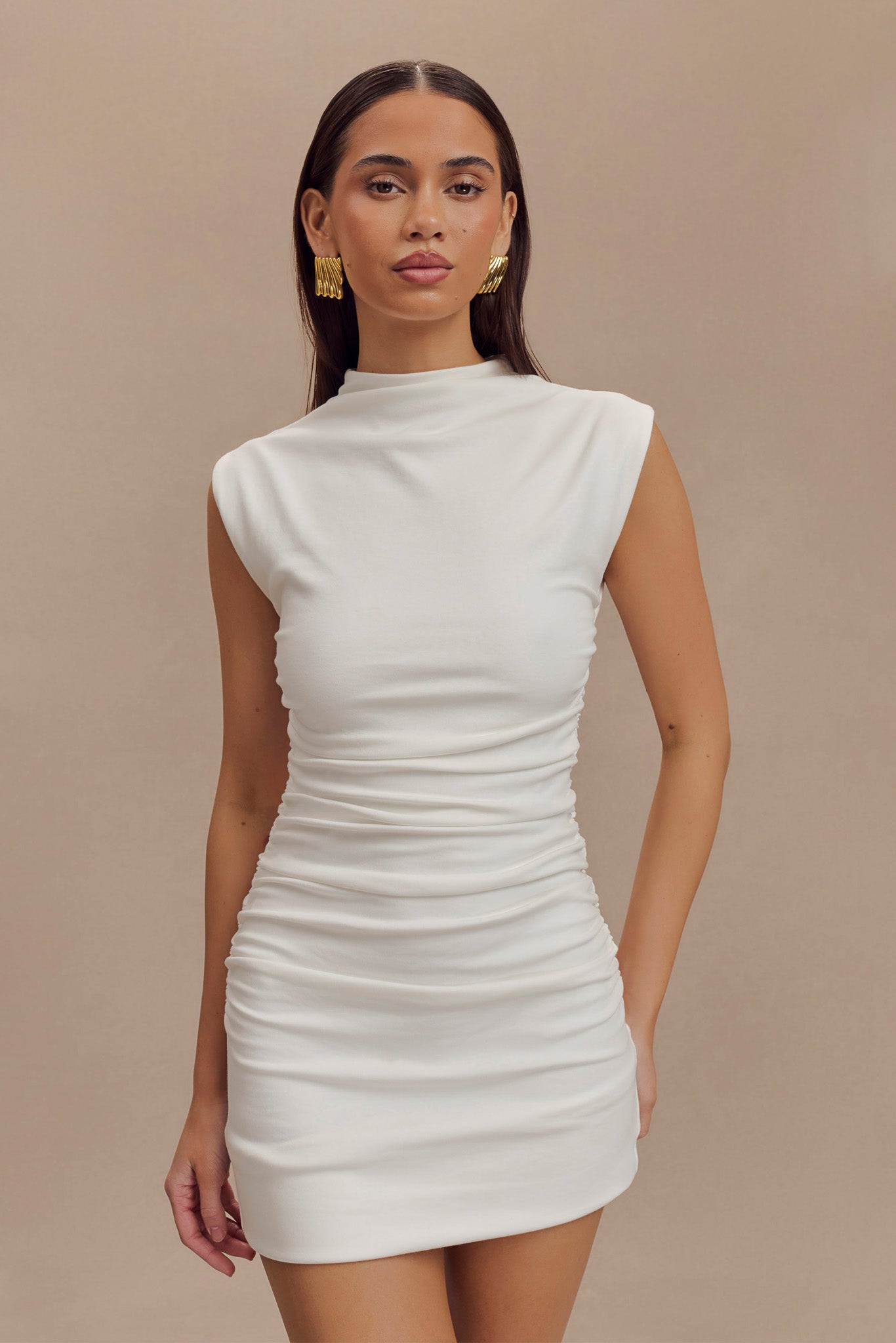 Elliot High Neck Sleeveless Mini Dress - White #2