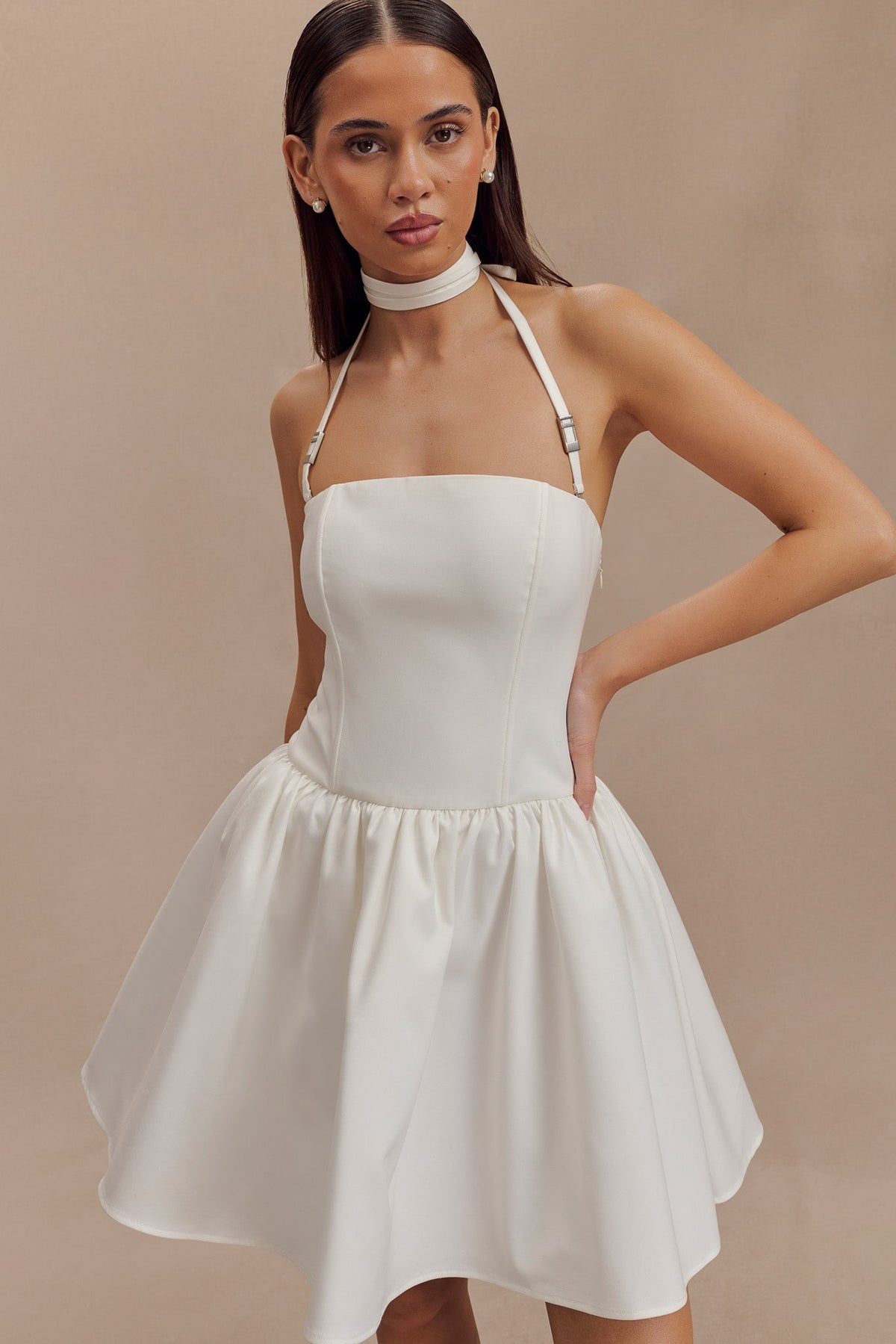 Ruby Halter Mini Dress - White #2