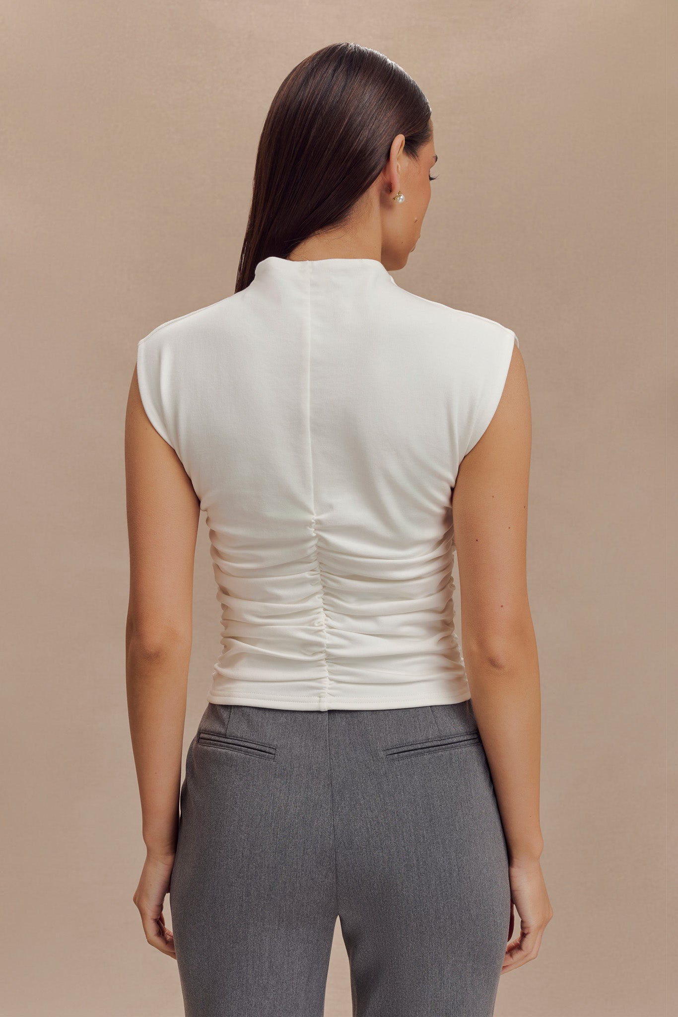 Ellia High Neck Sleeveless Top - White #3