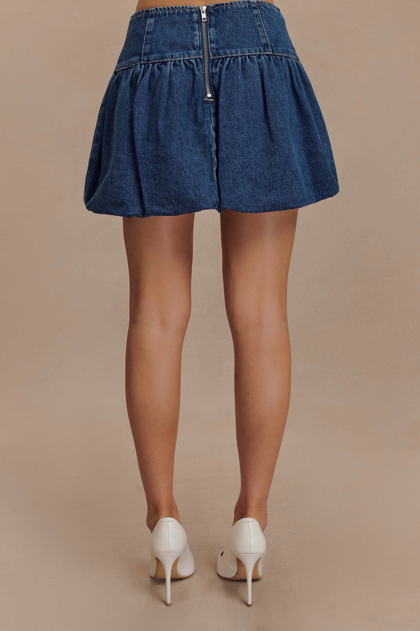 Genia Denim Bubble Mini Skirt - Dark Blue #2