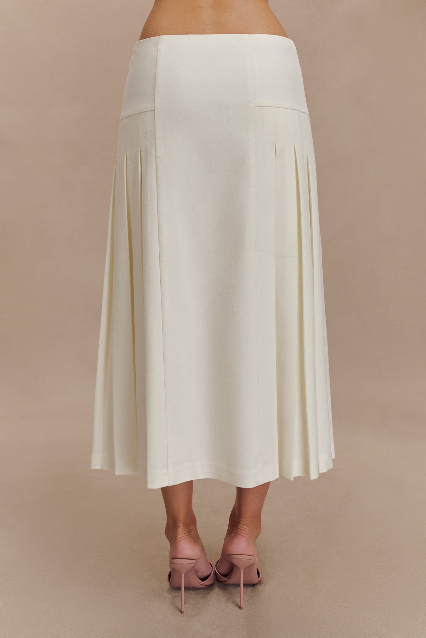 Brigette Pleated Midi Skirt - Ivory