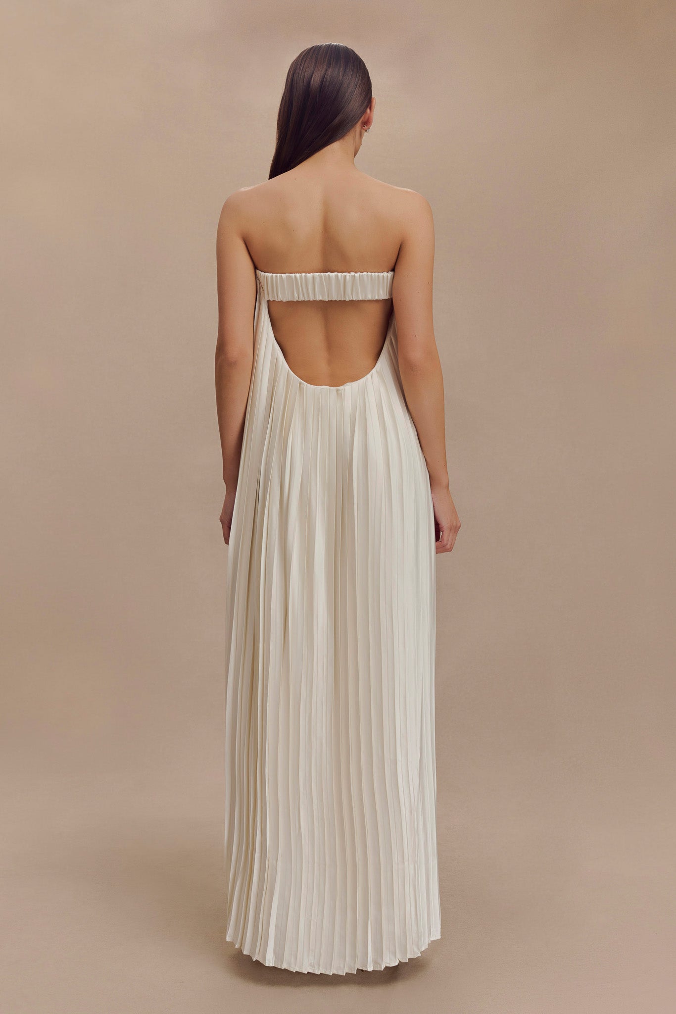 Myrah Plisse Strapless Maxi Dress - Ivory #3