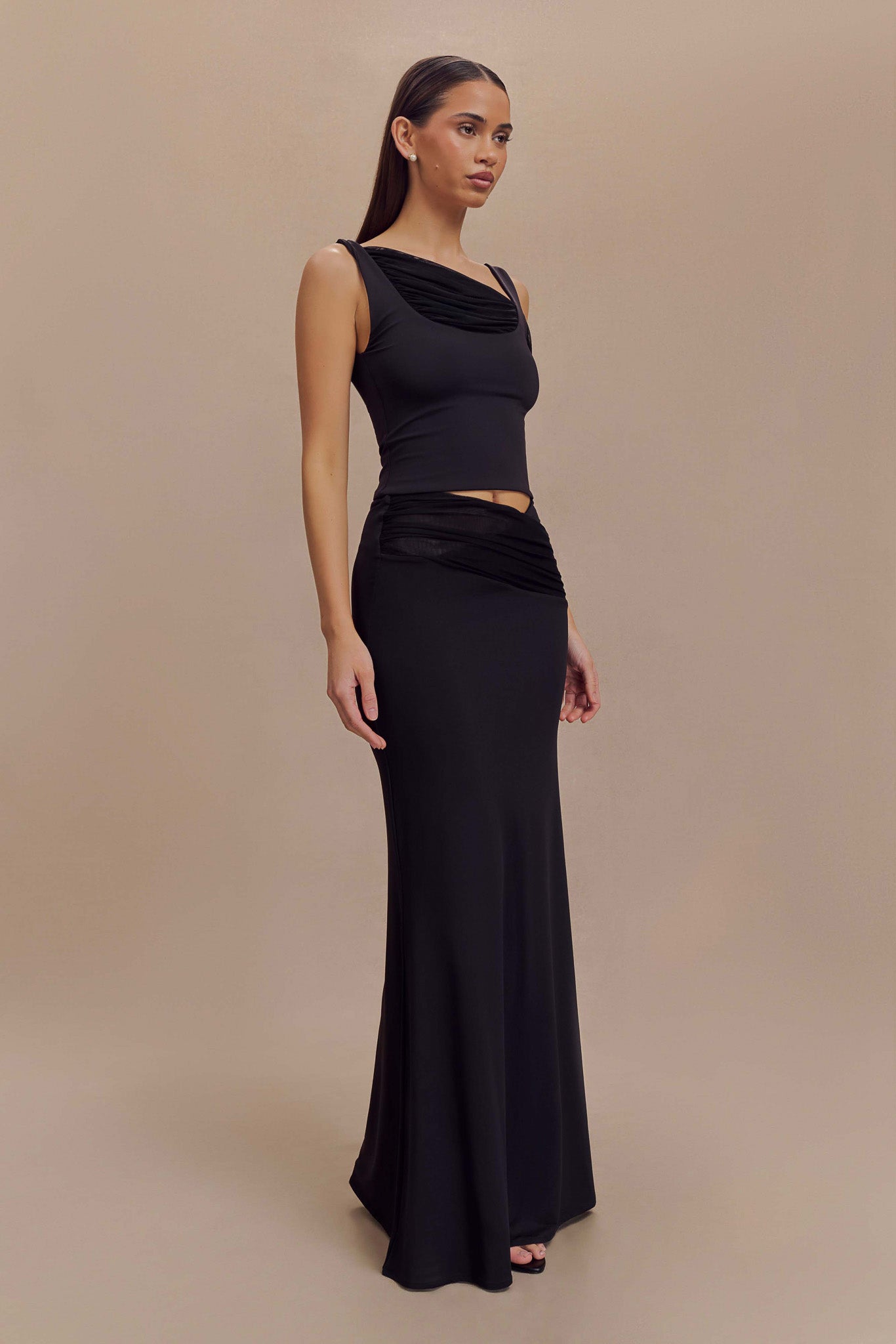 Jules Recycled Nylon And Mesh Maxi Skirt - Black #3