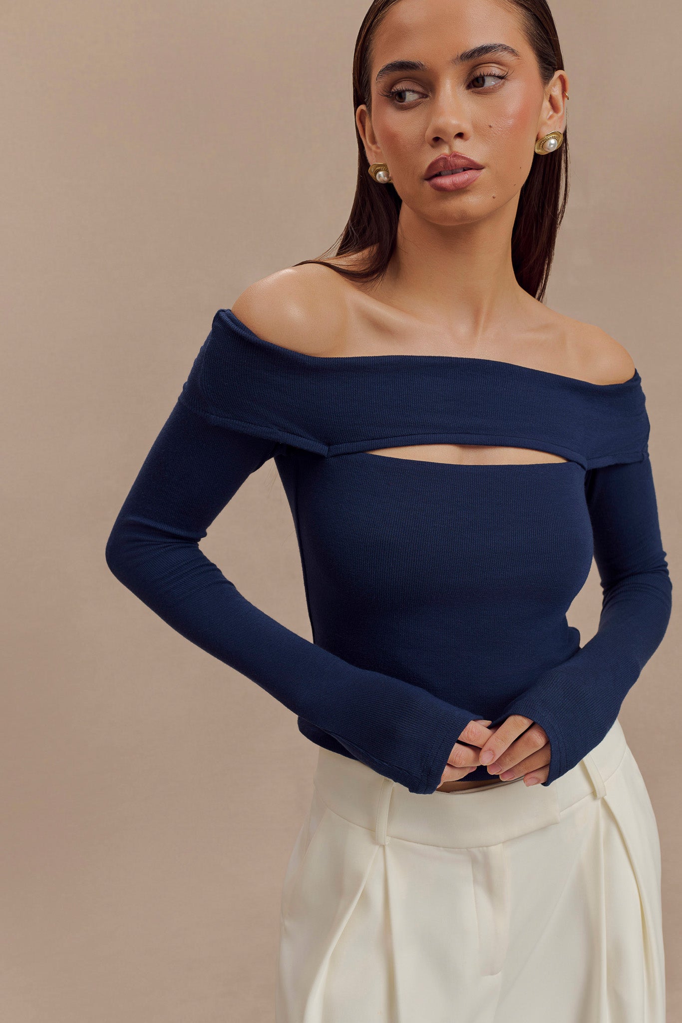 Briah Cut Out Modal Long Sleeve Top - Dark Navy #5