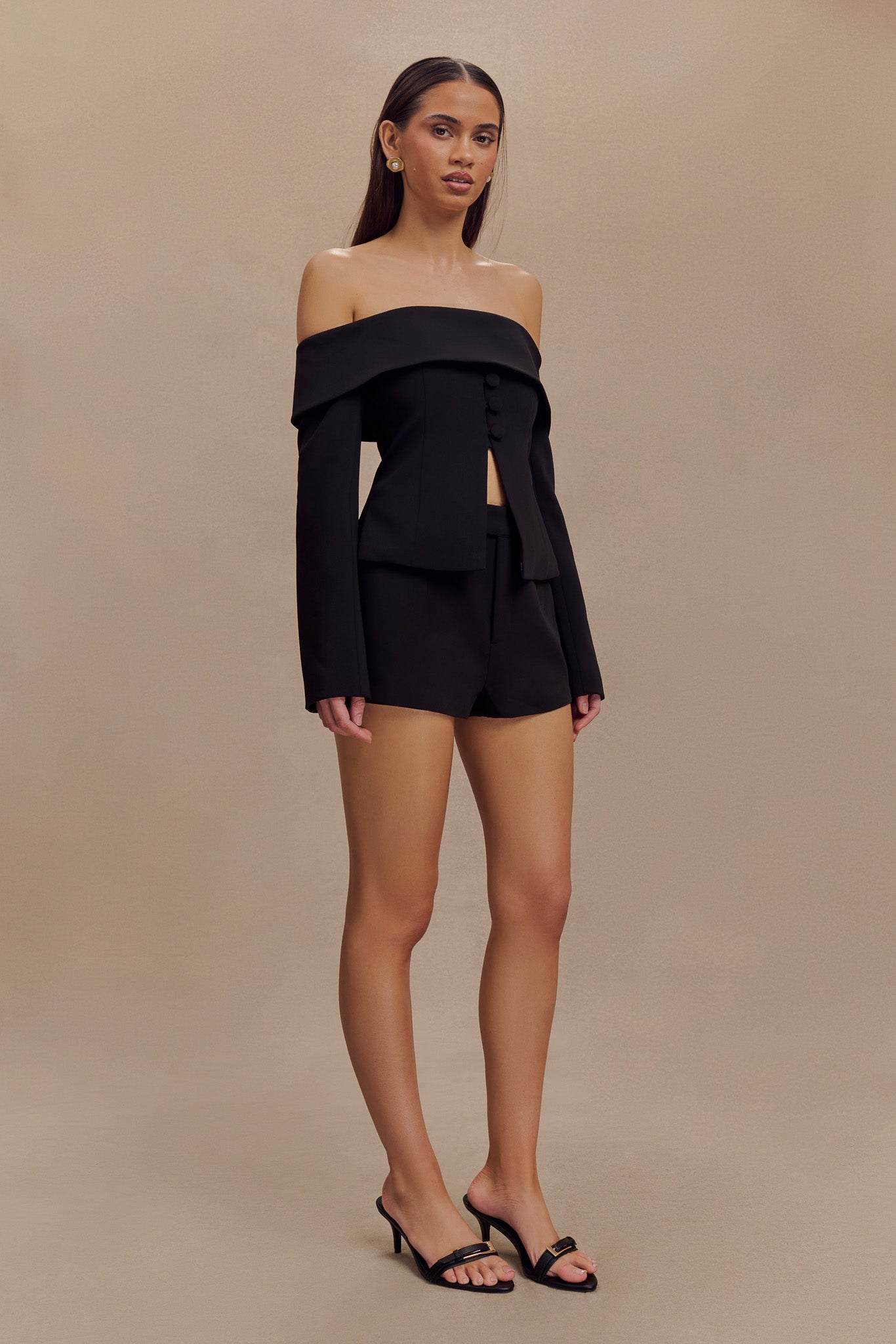 Celene Off Shoulder Jacket - Black