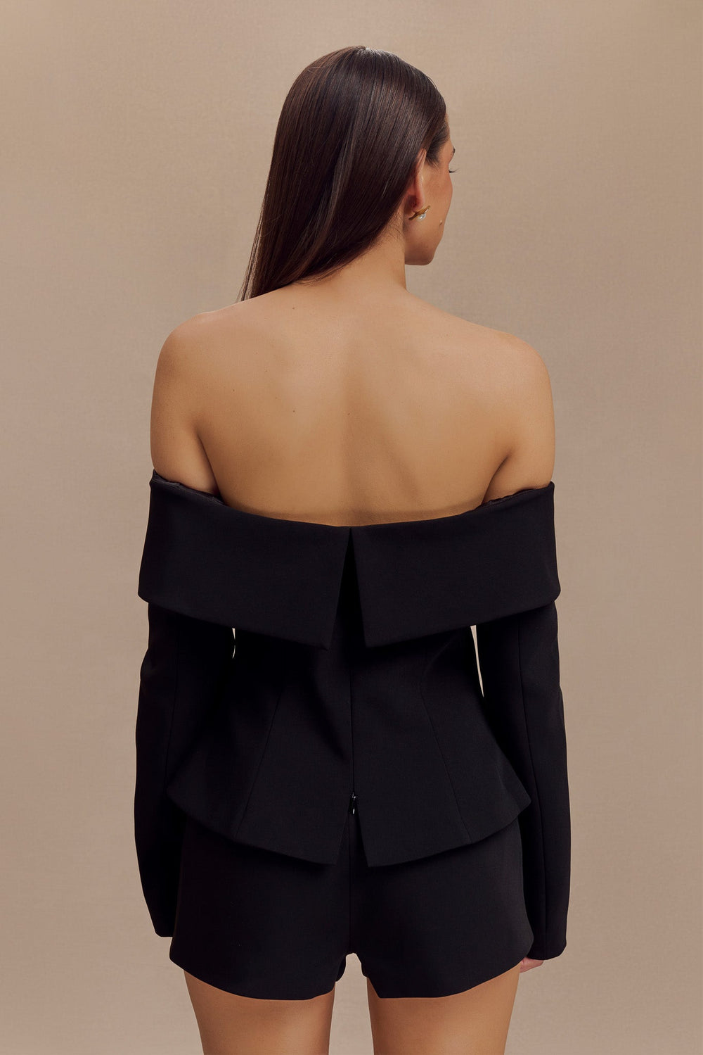 Celene Off Shoulder Jacket - Black