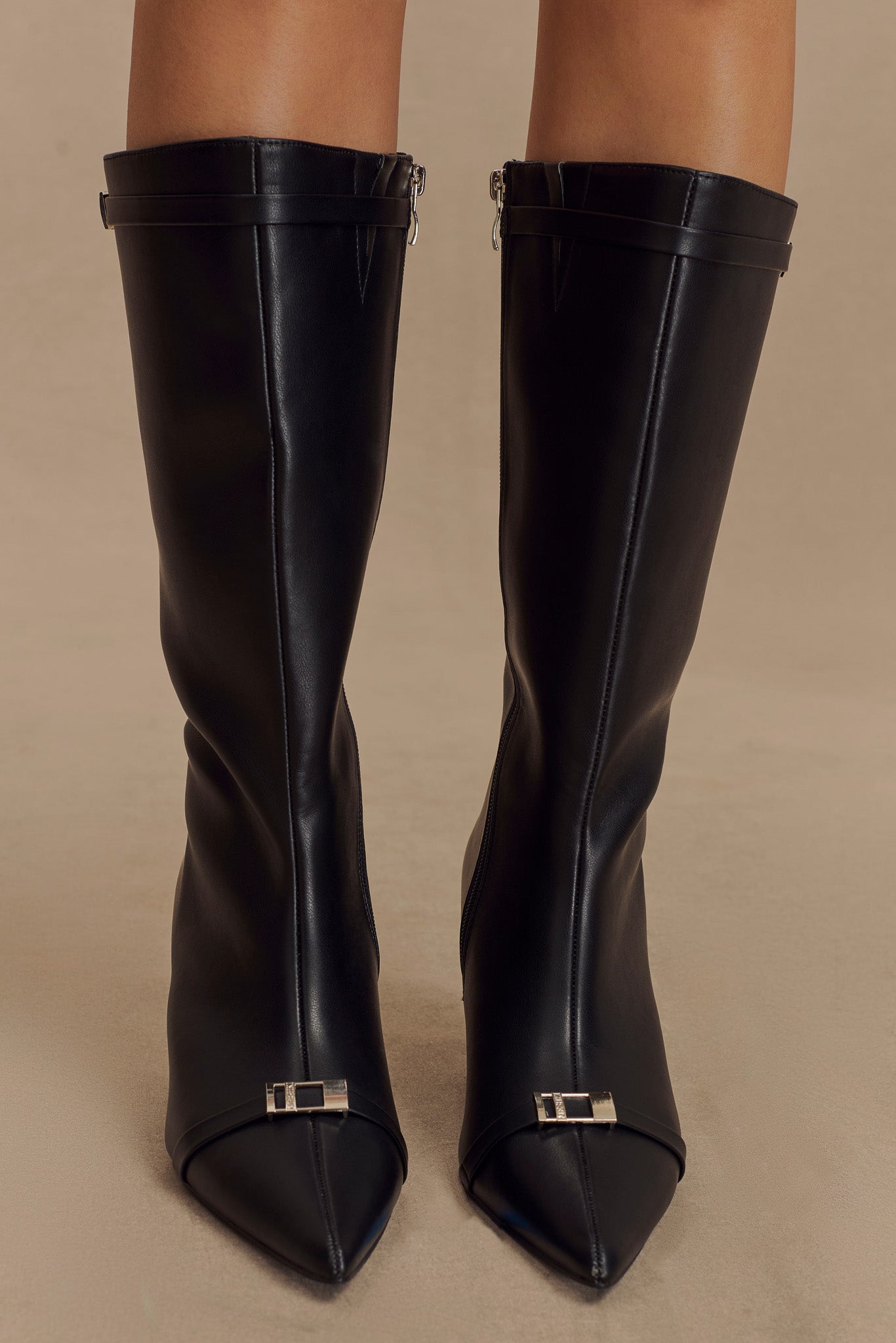 Astra Faux Leather Buckle Boot - Black #4