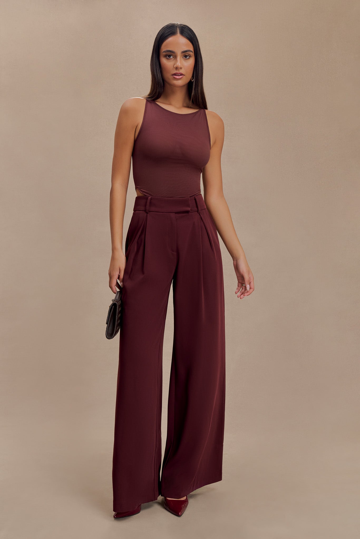 Marla Boat Neck Sheer Mesh Top - Mahogany #6