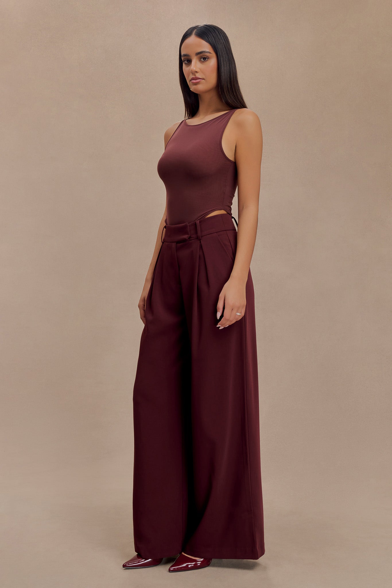 Marla Boat Neck Sheer Mesh Top - Mahogany #5