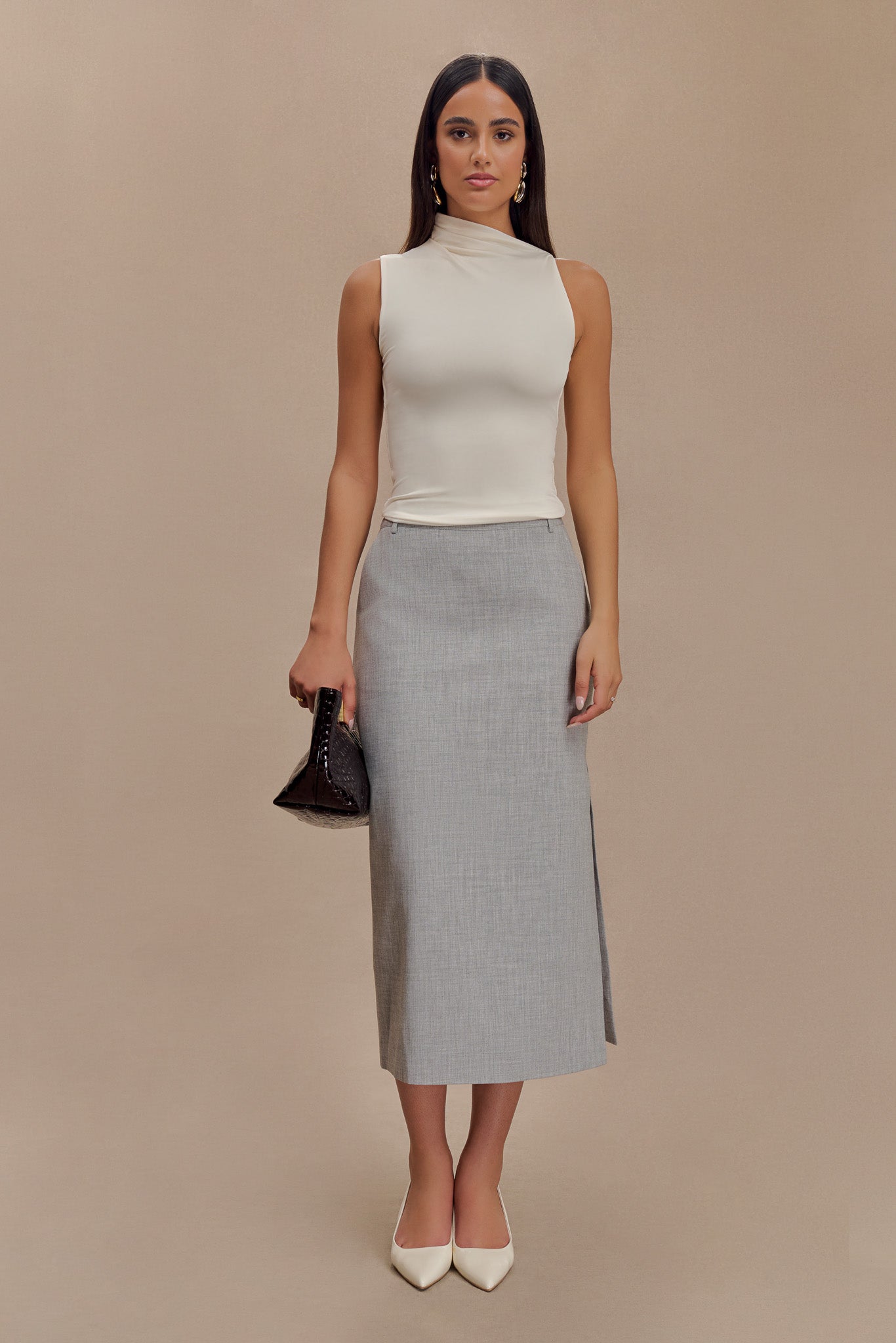 Ambrose Midi Skirt - Charcoal Marle #6