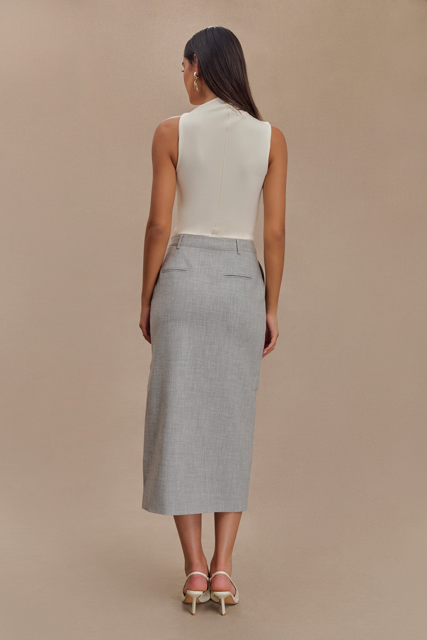 Ambrose Midi Skirt - Charcoal Marle #7