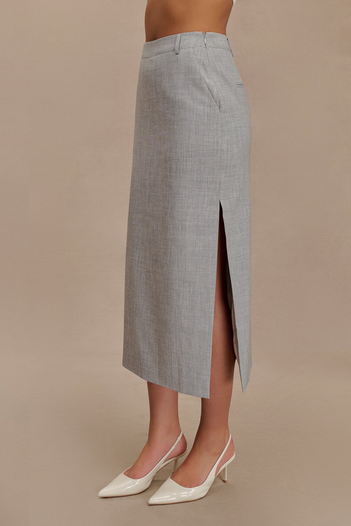 Ambrose Midi Skirt - Charcoal Marle #4