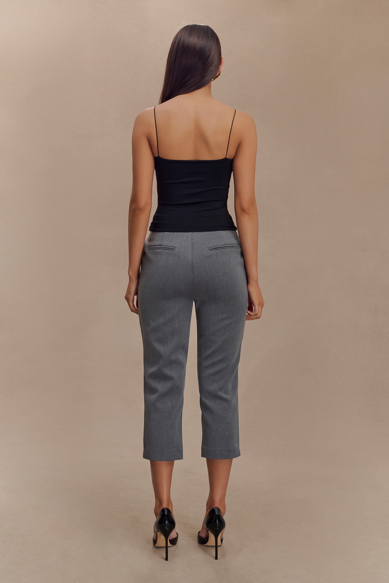 Anne Fitted Capri Pants - Charcoal Marle #8