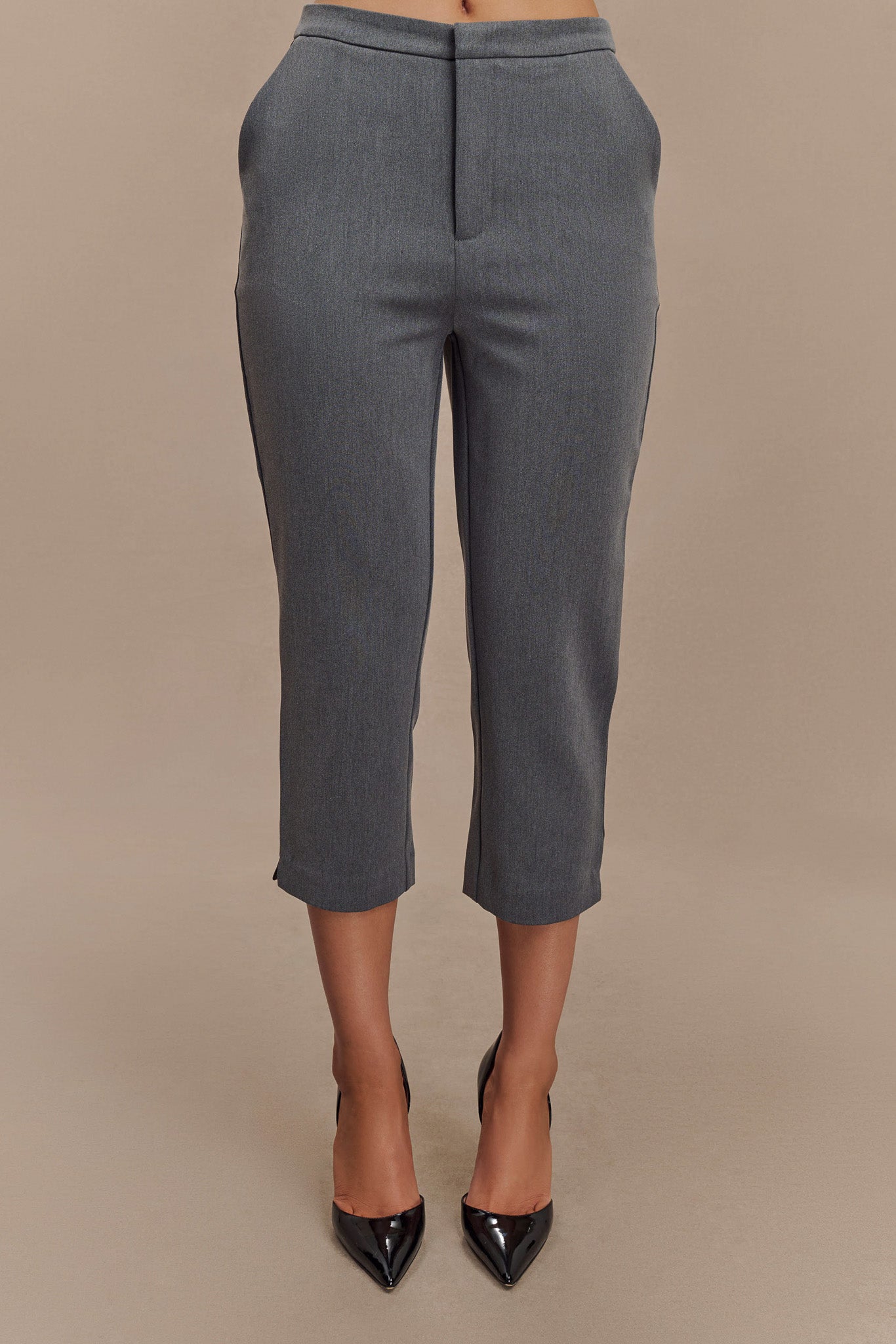 Anne Fitted Capri Pants - Charcoal Marle #2