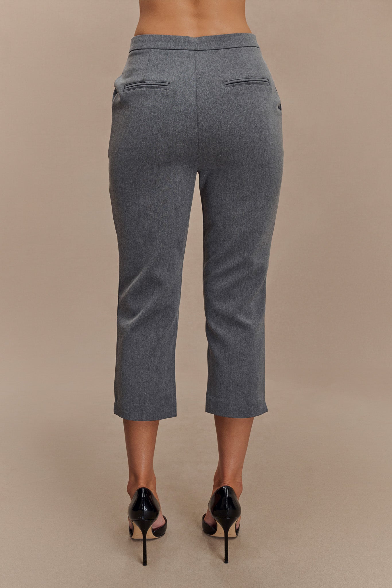 Anne Fitted Capri Pants - Charcoal Marle #3