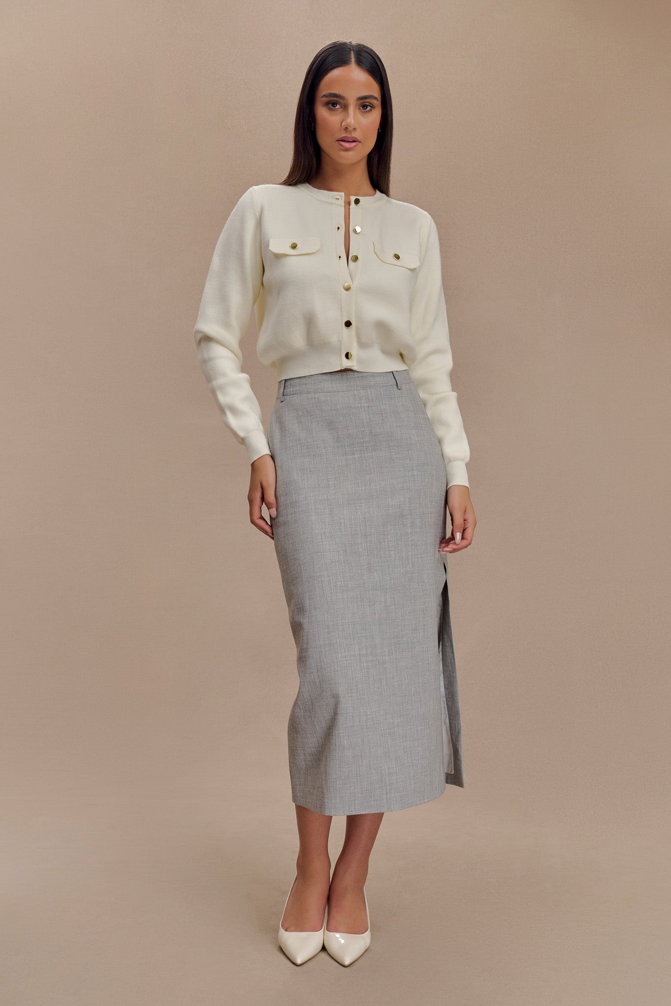 Ambrose Midi Skirt - Charcoal Marle #5