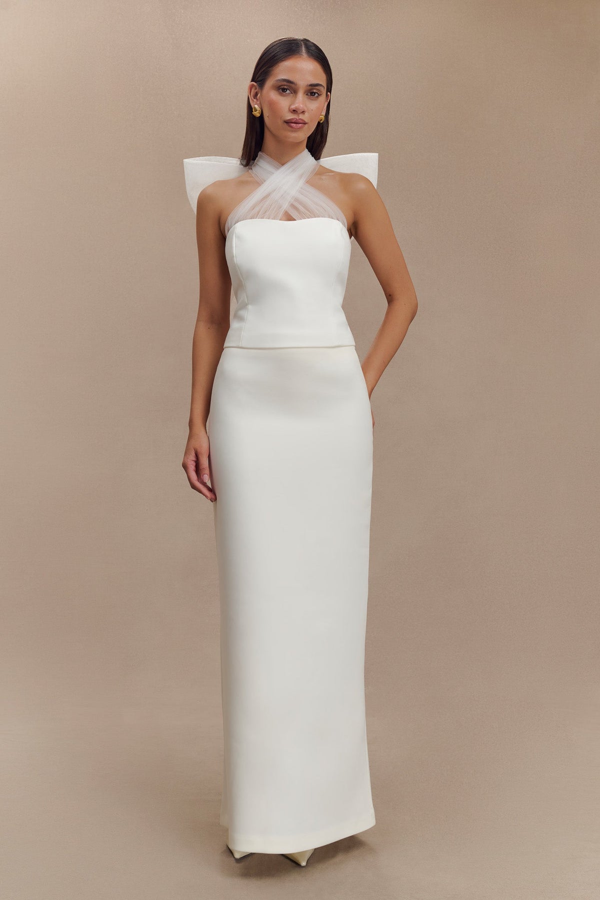 Maryam Tulle Bow Top - White #4