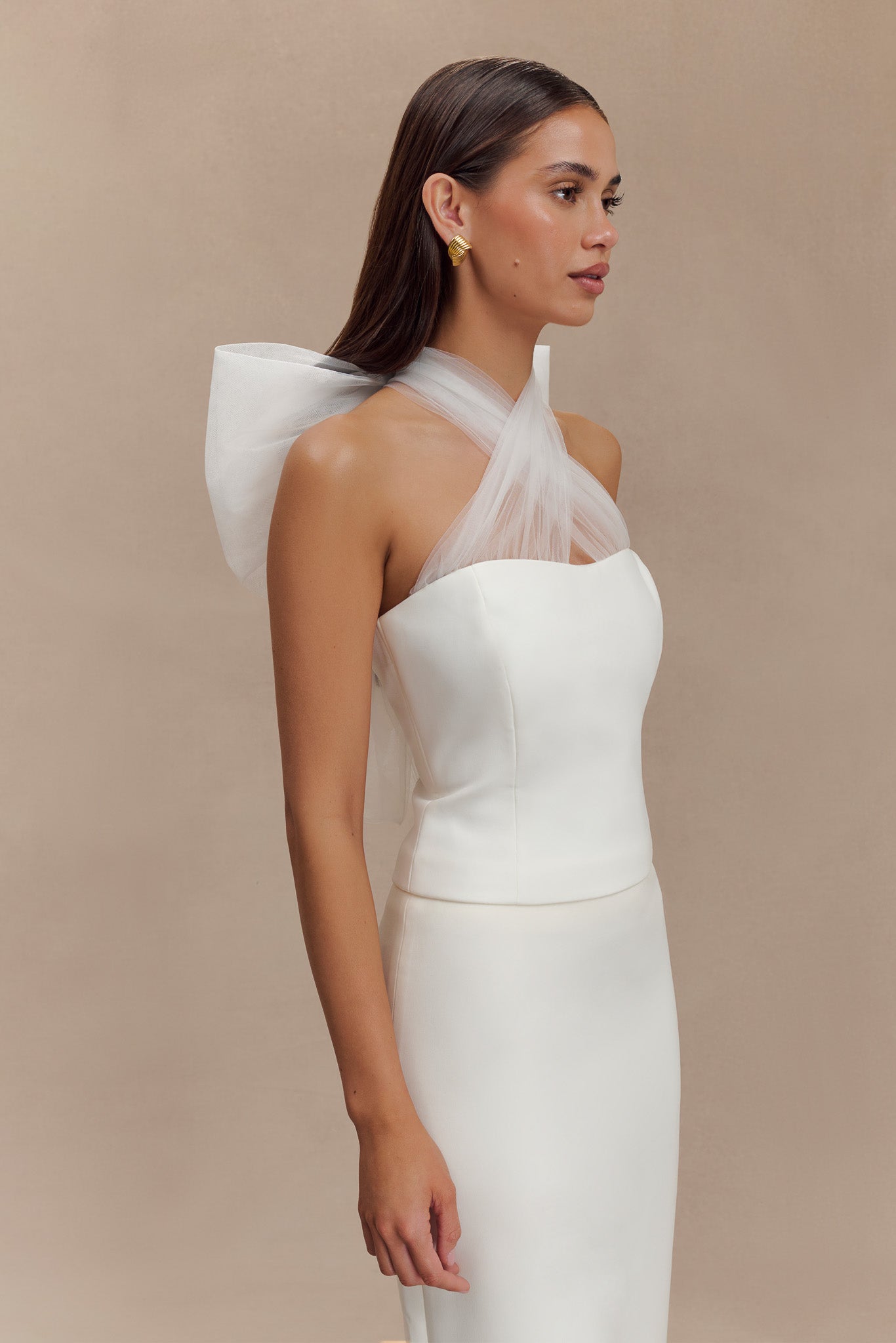 Maryam Tulle Bow Top - White #5