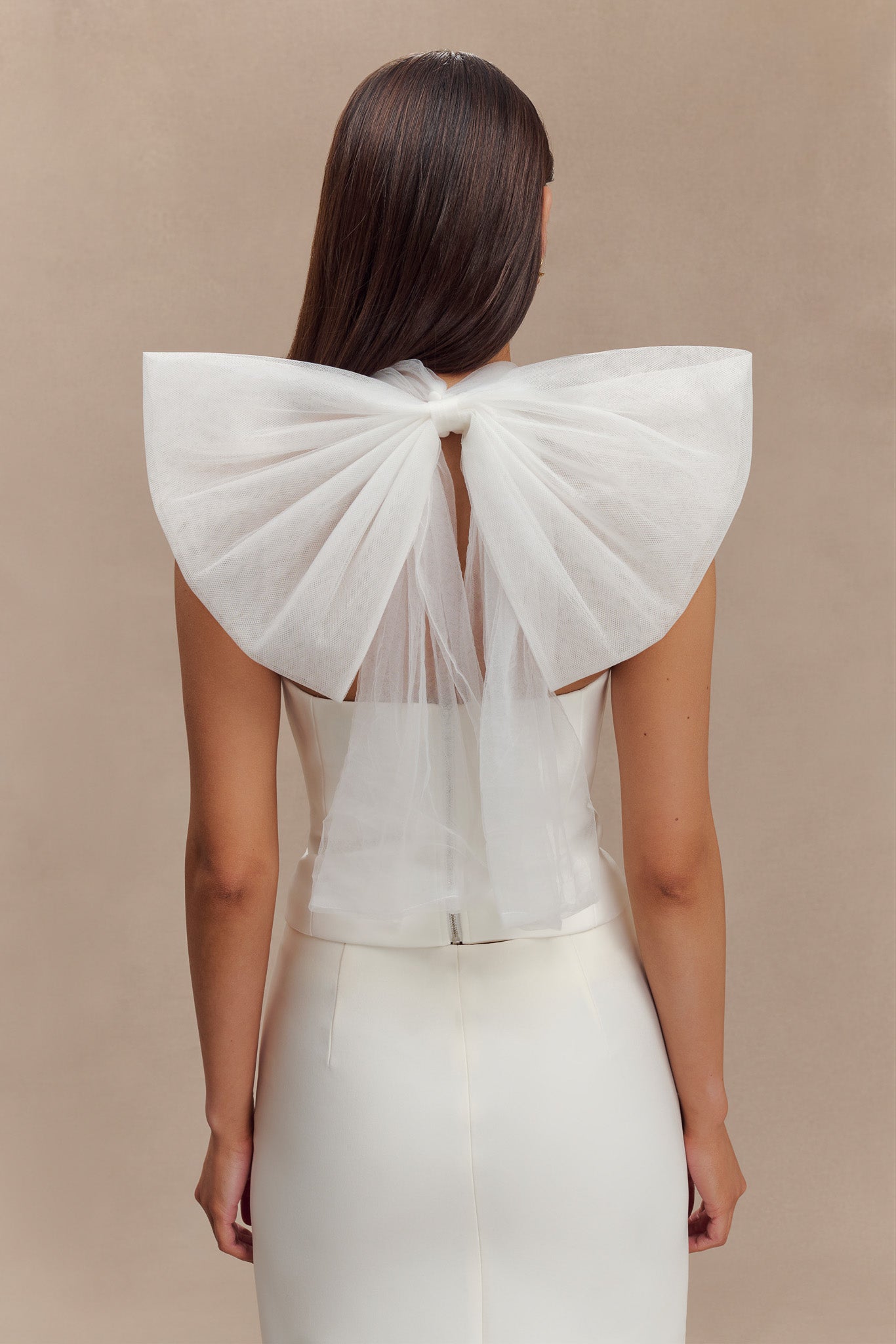 Maryam Tulle Bow Top - White #2