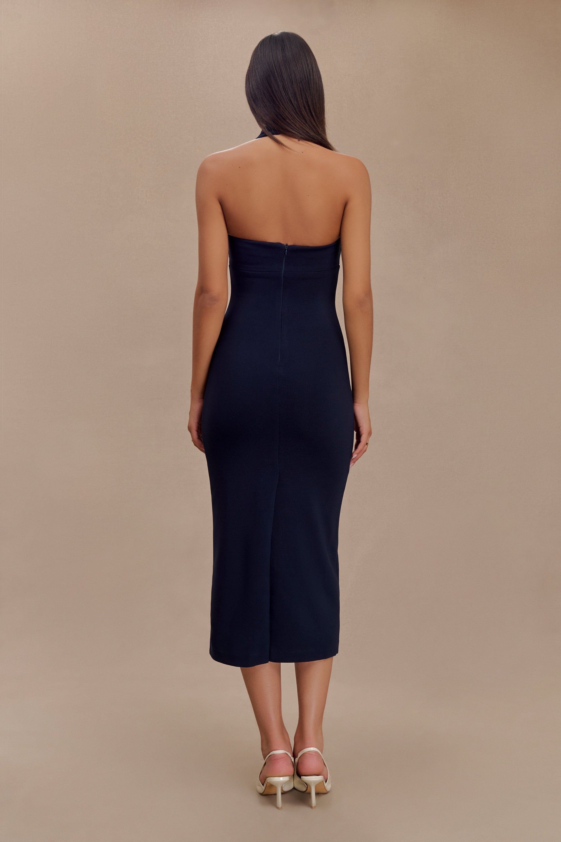 Amelita Suiting Halter Midi Dress - Navy #2