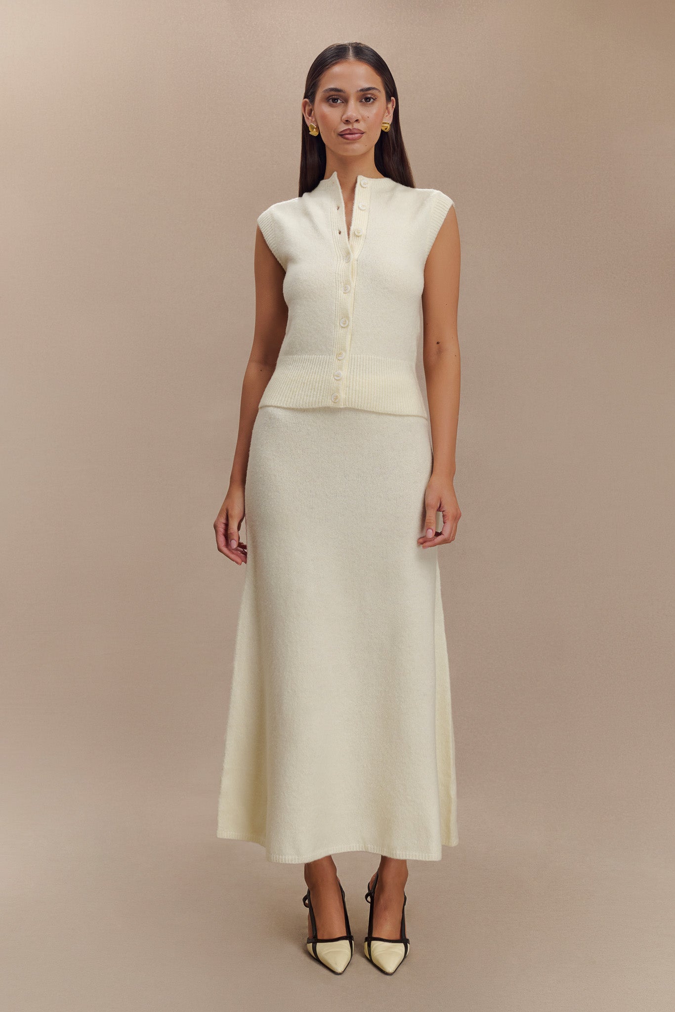 Dionne Sleeveless Knit Vest - Ivory Marle #5