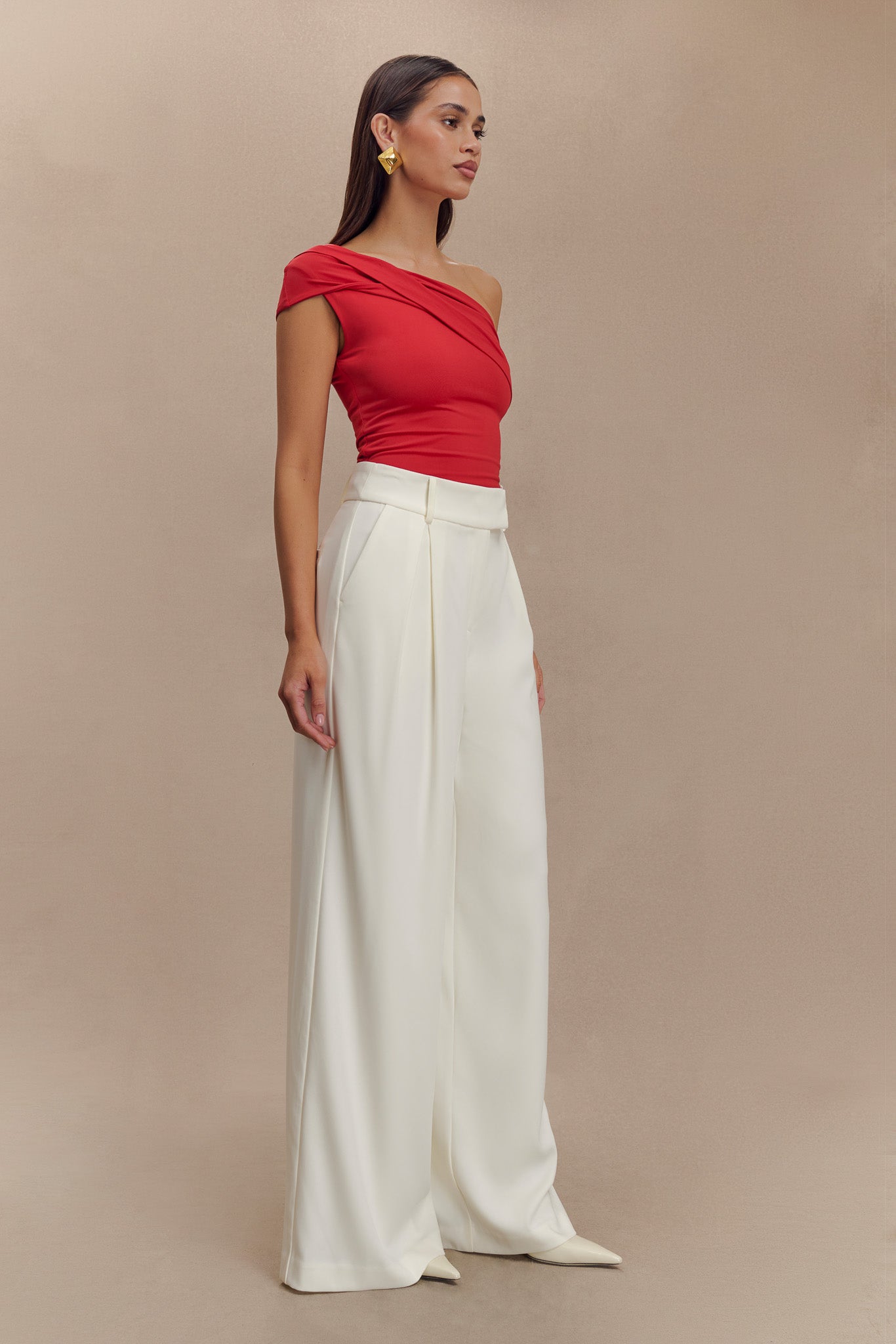 Jacqueline Pleated Wide Leg Pants - Ivory #6