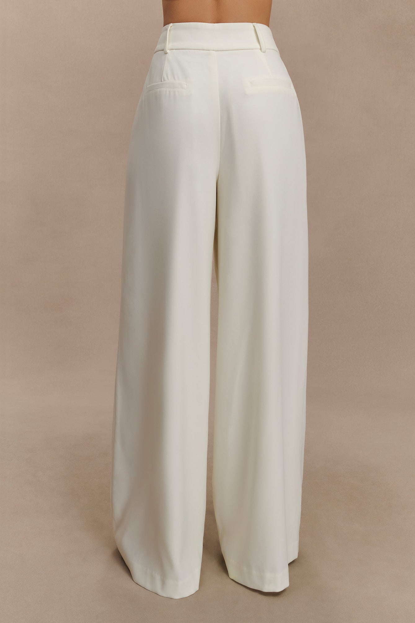 Jacqueline Pleated Wide Leg Pants - Ivory #3