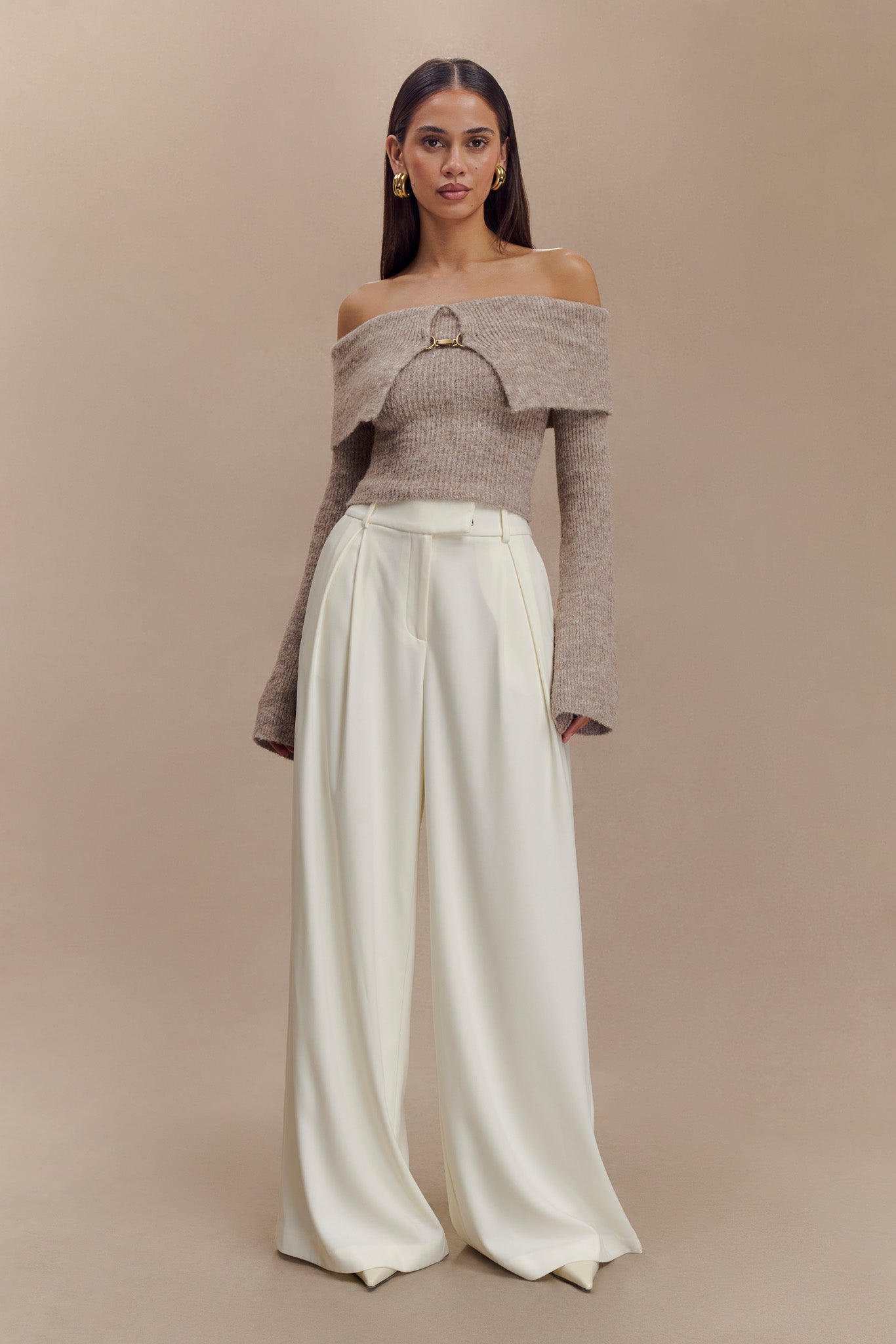 Jacqueline Pleated Wide Leg Pants - Ivory #8
