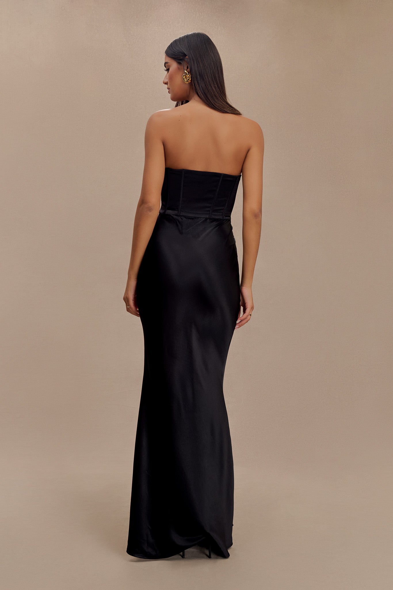 Harlow Satin Strapless Maxi Dress - Black #2