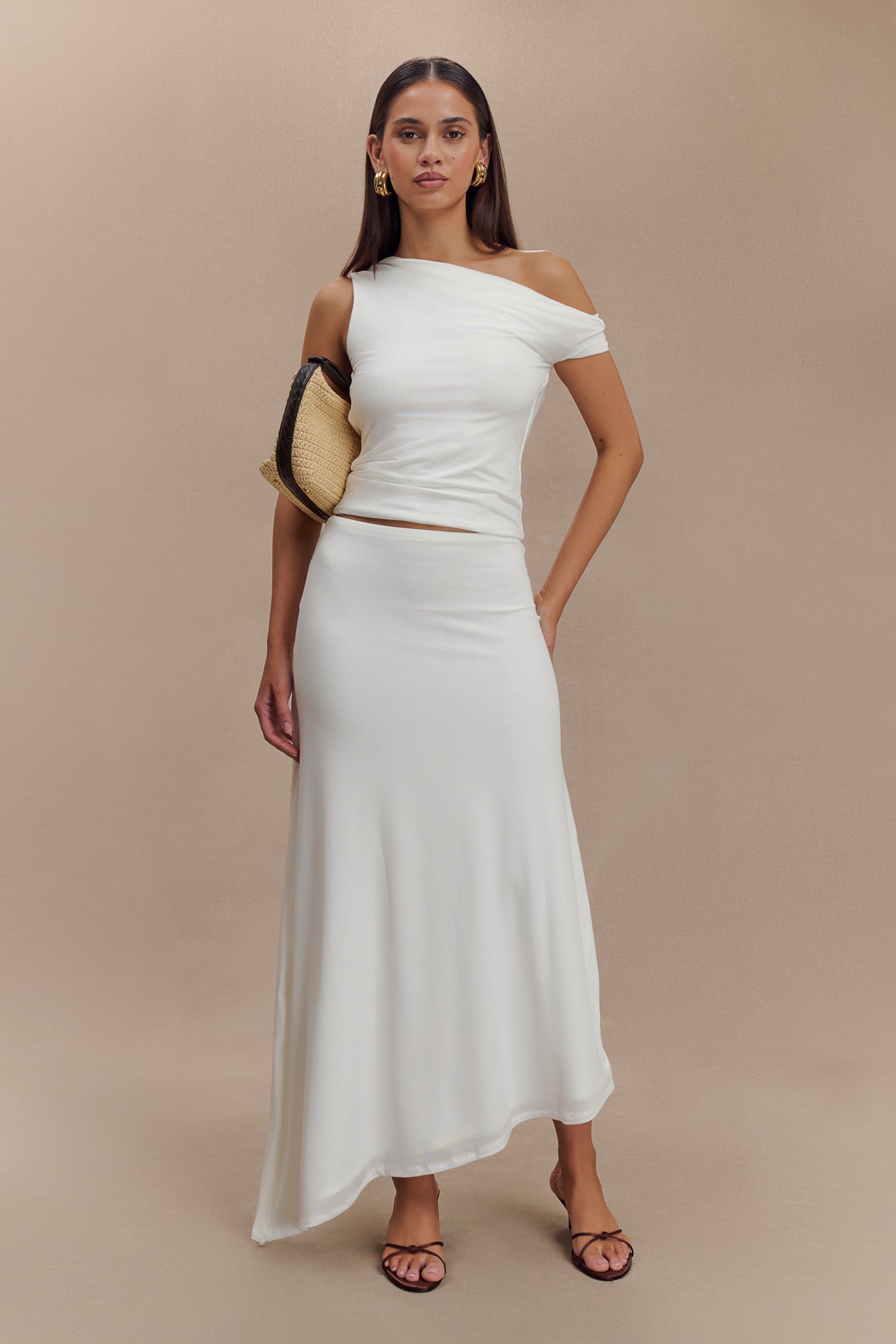 Kacey Slinky Off Shoulder Top - White #7