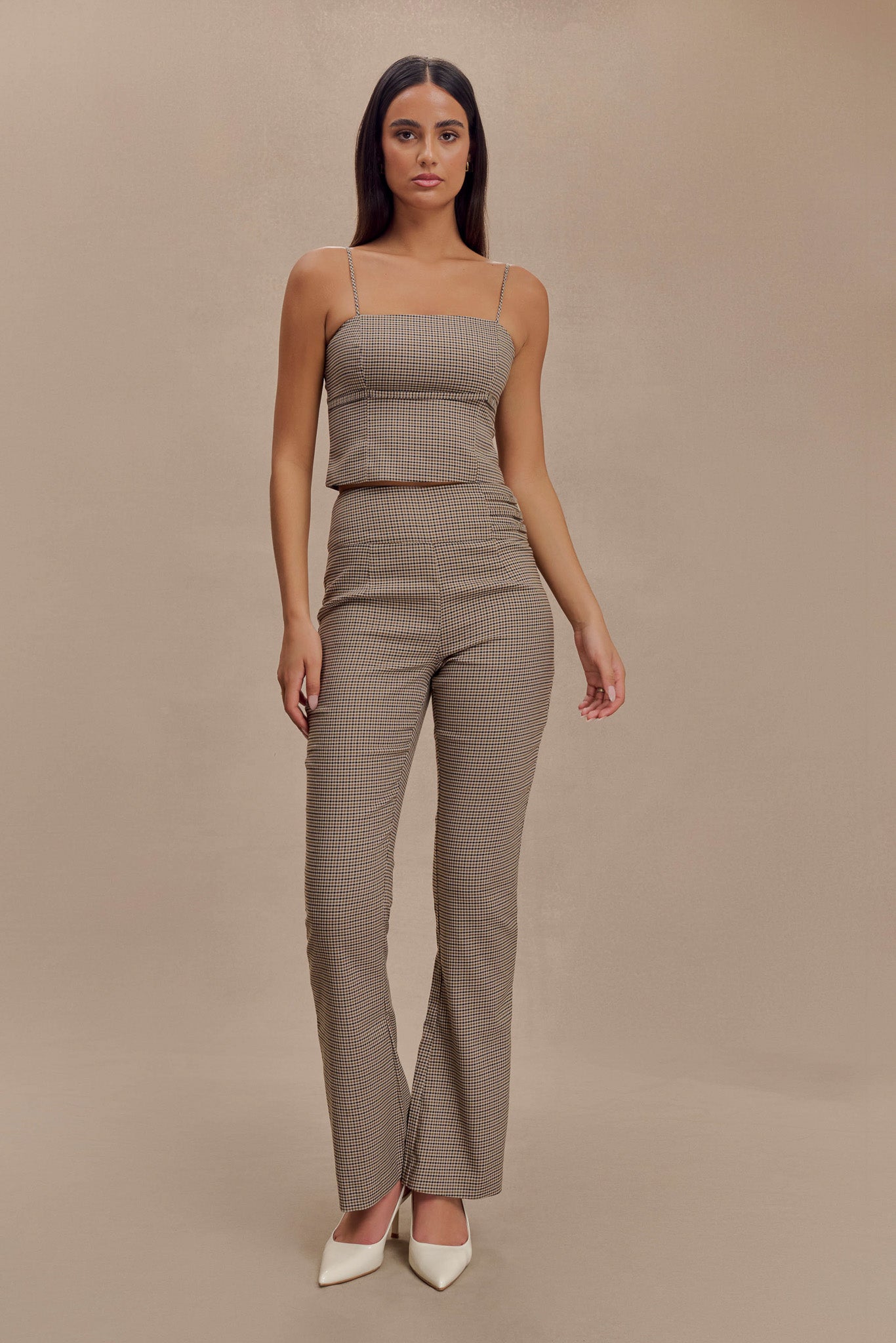 Aberley Crop Top - Tan Check #4