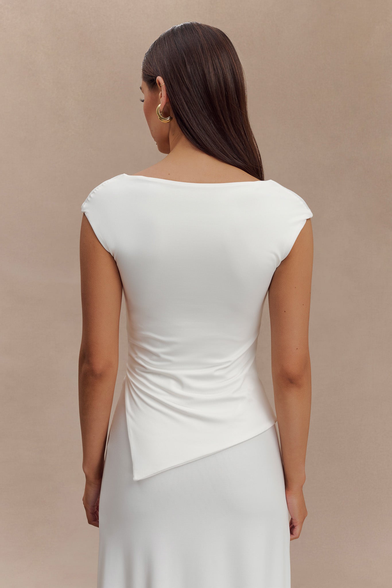 Lisette Asymmetric Recycled Nylon Top - White #3