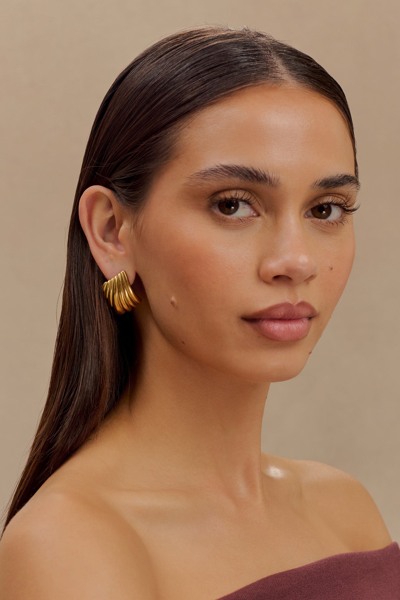 Olympia Textured Square Earrings - Gold #4