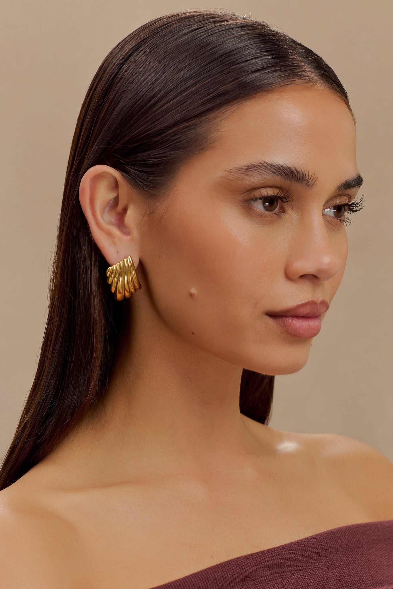 Olympia Textured Square Earrings - Gold #2