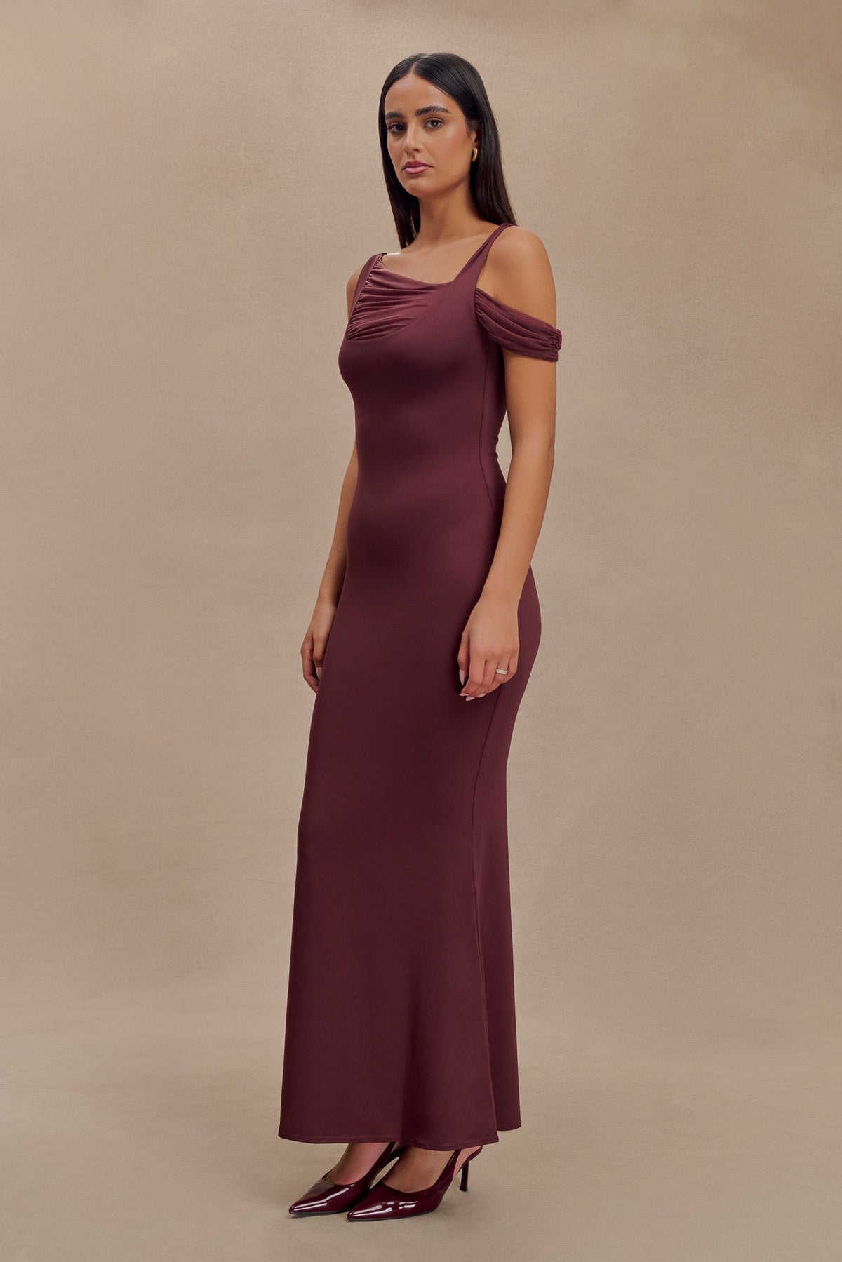 Janette Recycled Nylon And Mesh Sleeveless Maxi Dress - Mahogany #3