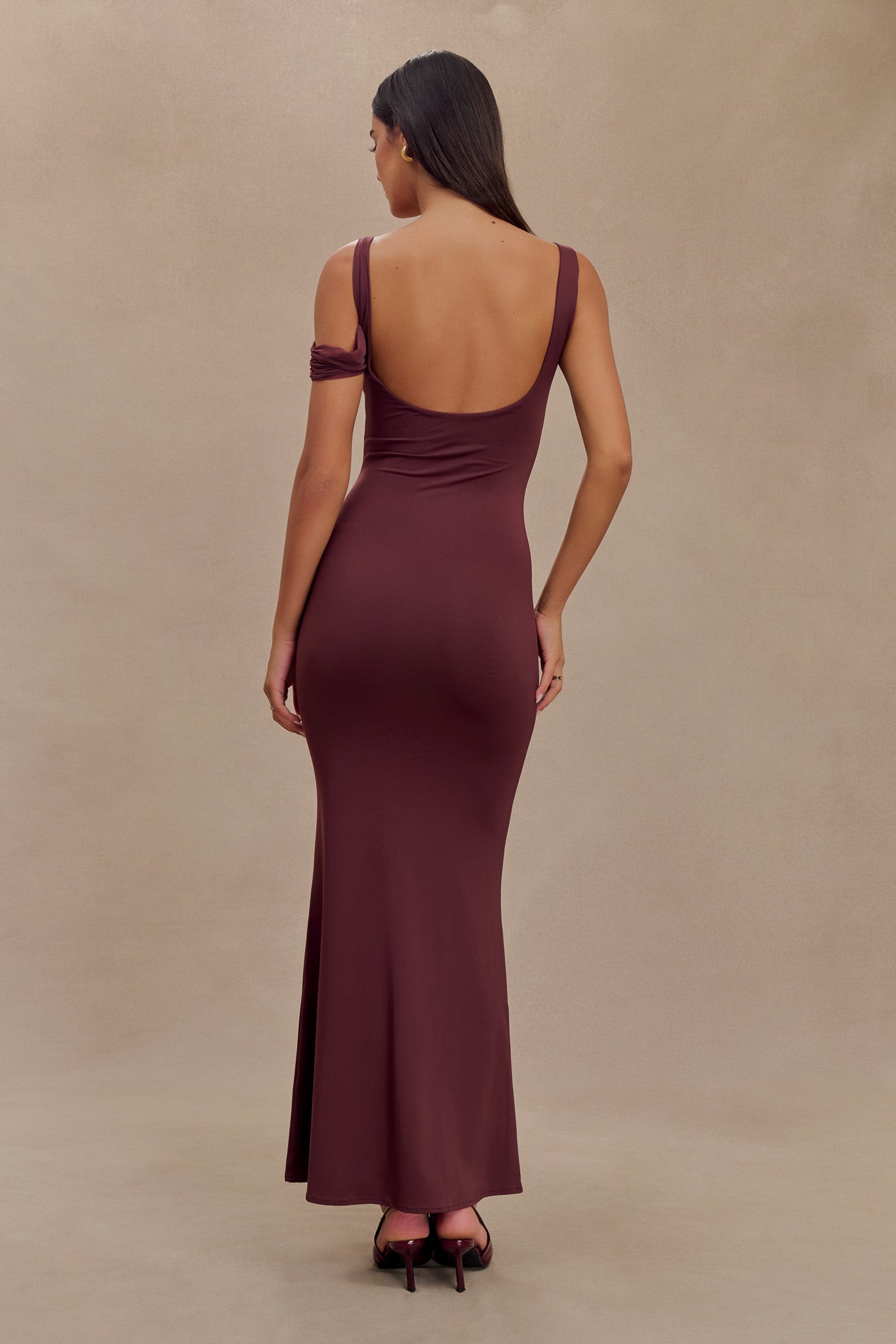 Janette Recycled Nylon And Mesh Sleeveless Maxi Dress - Mahogany #2