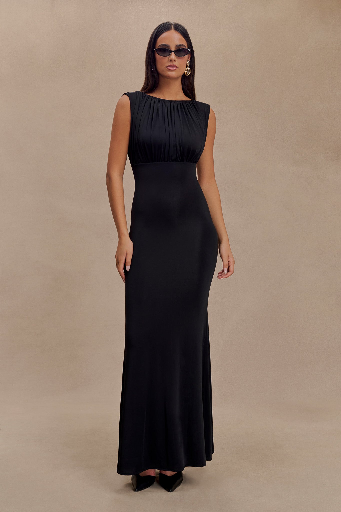 Malia Slinky Ruched Maxi Dress - Black #6
