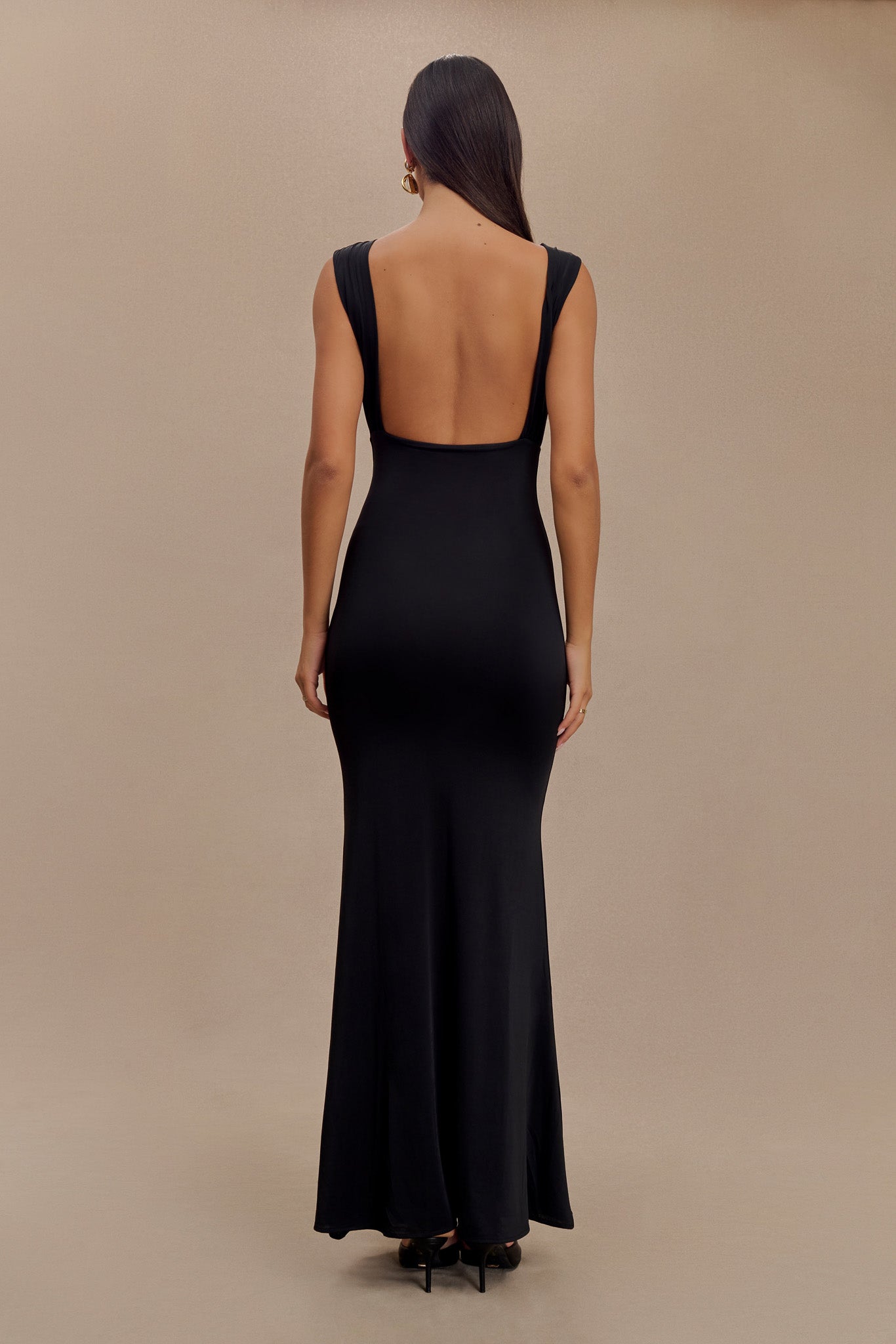 Malia Slinky Ruched Maxi Dress - Black #3