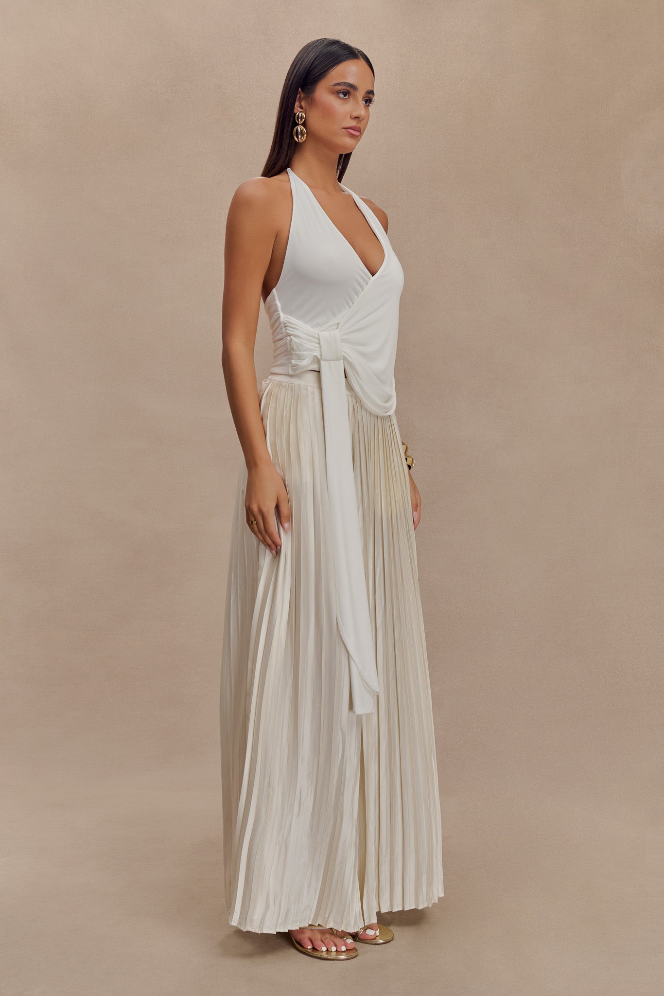 Kennedy Plisse Wide Leg Pants - Ivory #4