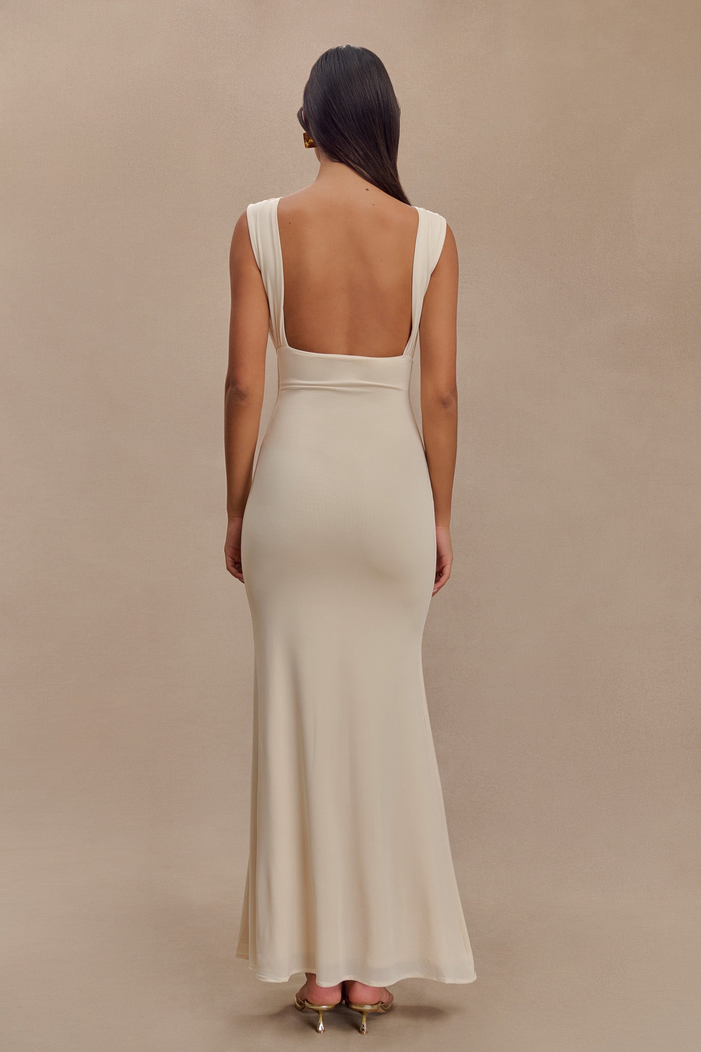Malia Slinky Ruched Maxi Dress - Ivory #3
