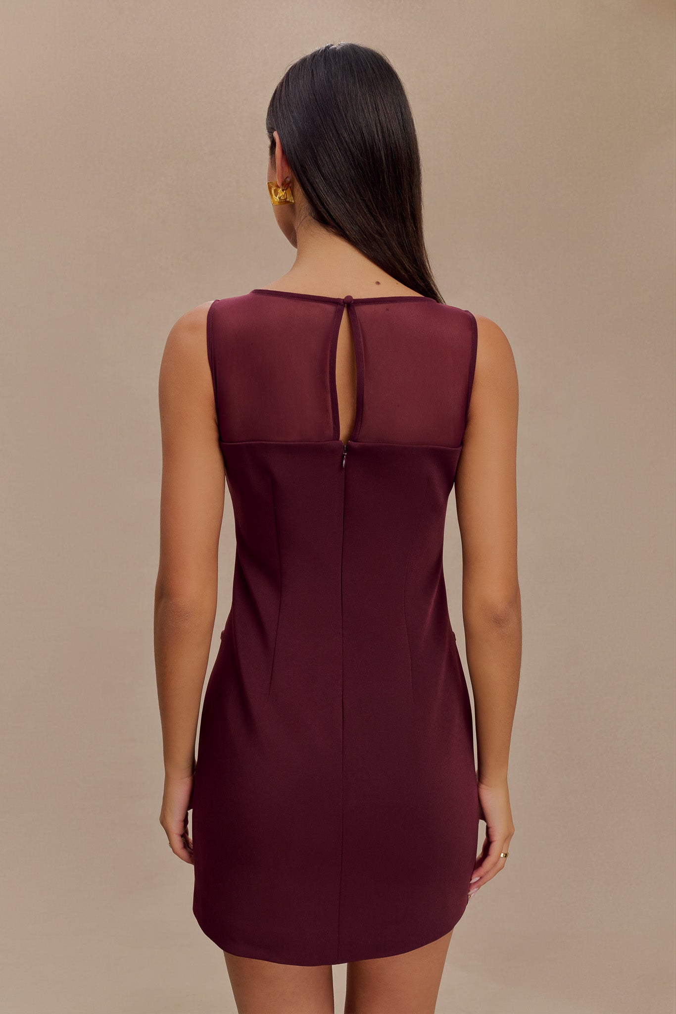 Posie Suiting Belted Mini Dress - Mahogany #3