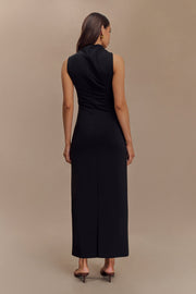 Taylor Draped Stretch Crepe Maxi Dress - Black