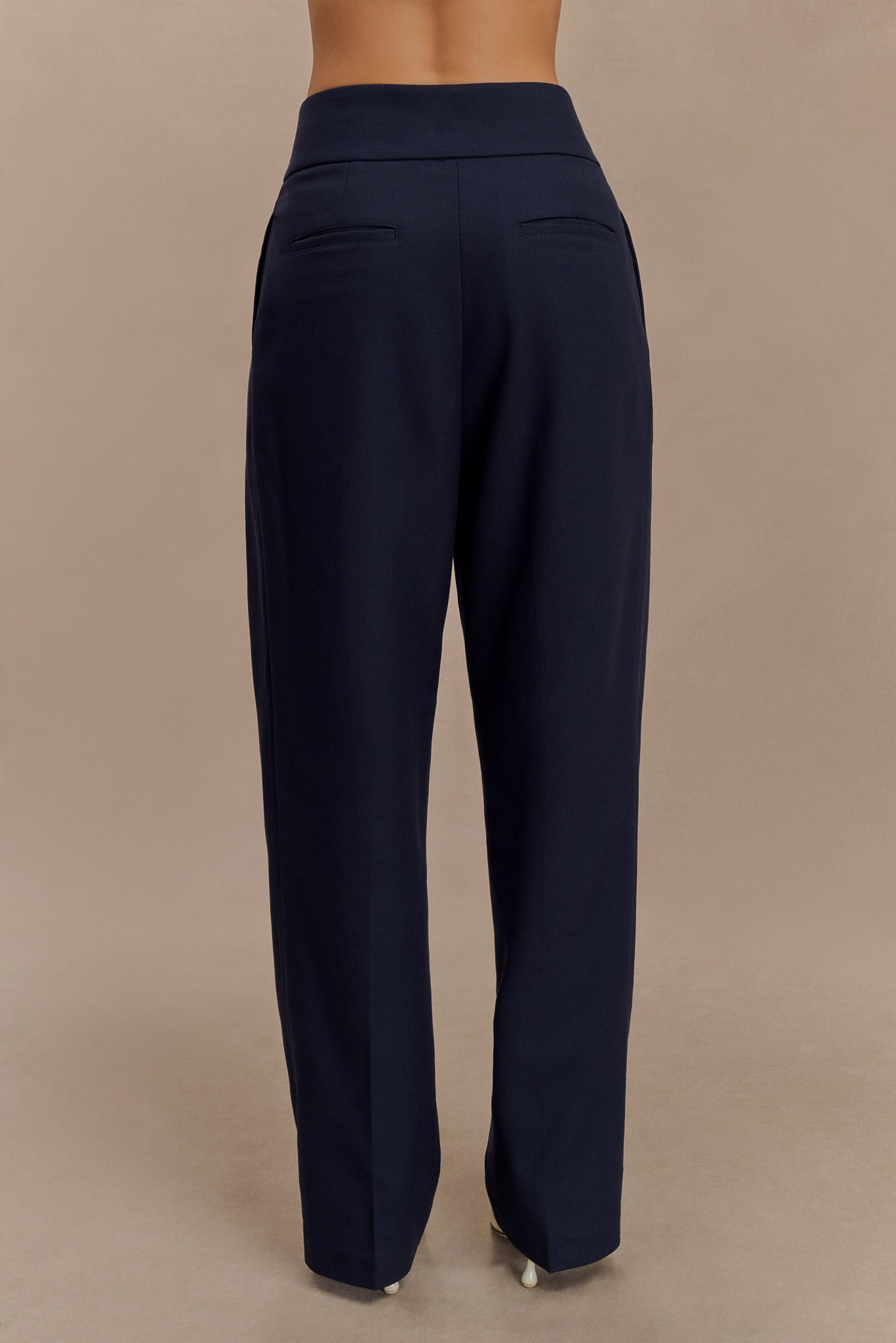 Penelope Pleated High Waisted Pants - Dark Navy #2