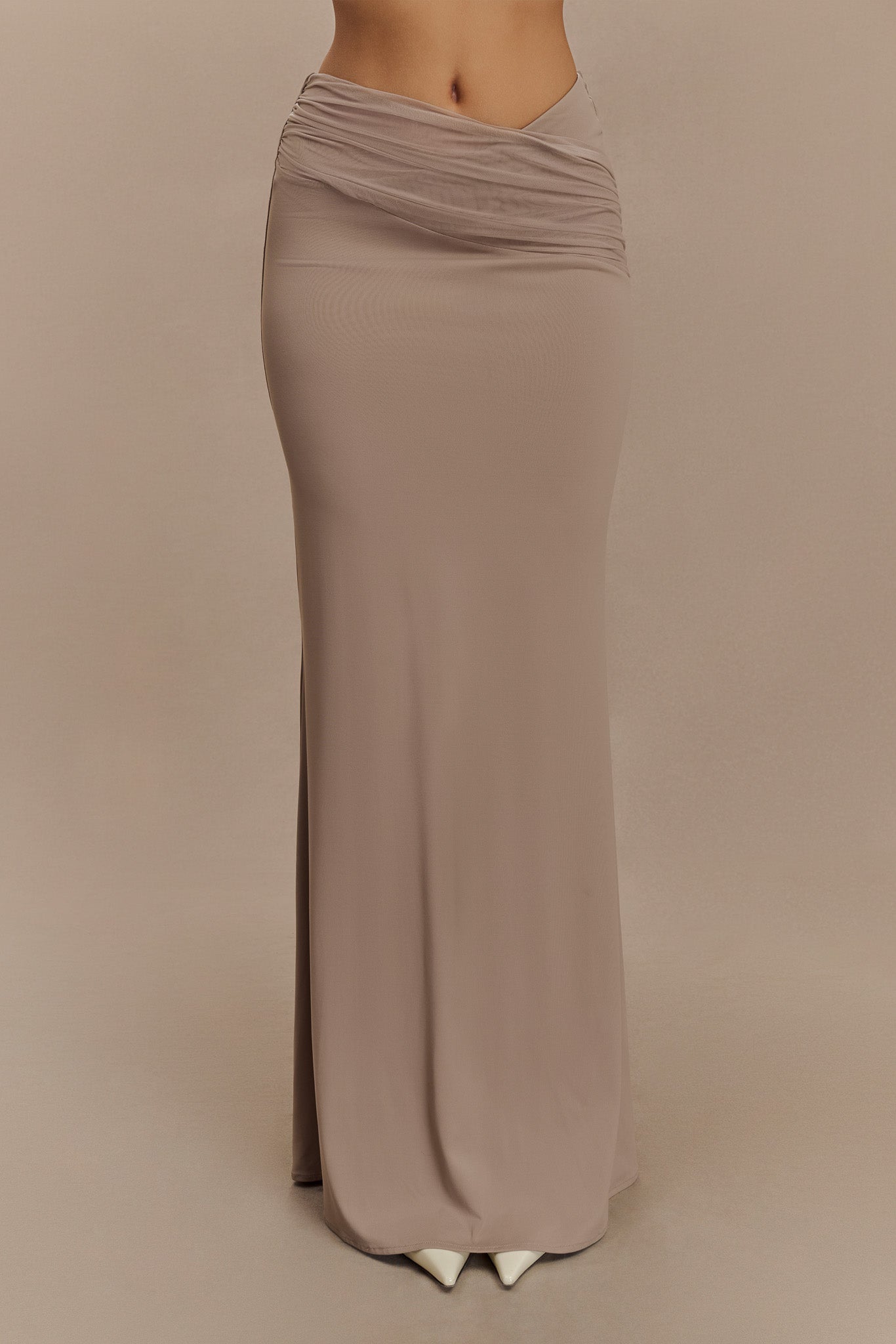 Jules Recycled Nylon And Mesh Maxi Skirt - Taupe